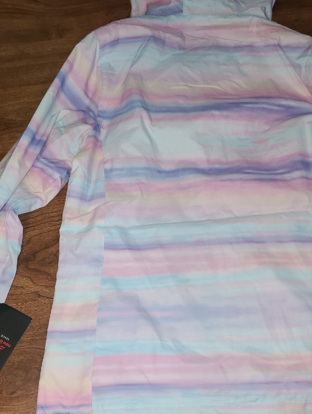 New Balance Womens Pastel Multi-Stripe Hooded Raincoat Size M - Picture 13 of 16